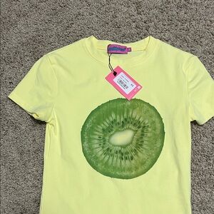 Edikted Yellow T-Shirt with Kiwi Design